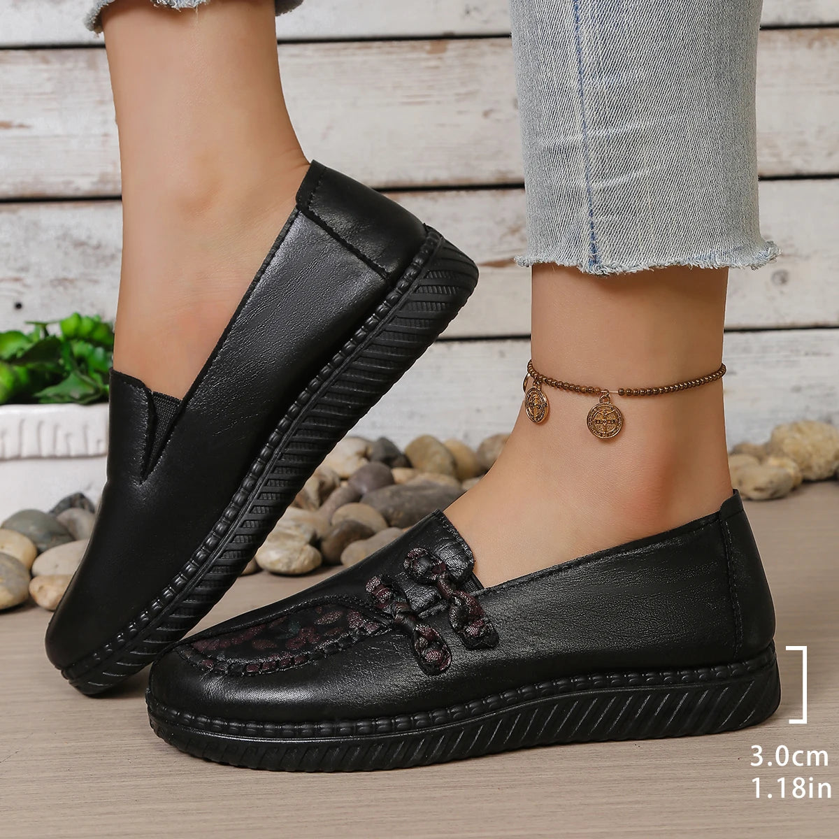 Women's shoes, mom's casual shoes, leather flat shoes, best-selling, elegant and comfortable loafers, free shipping shoes