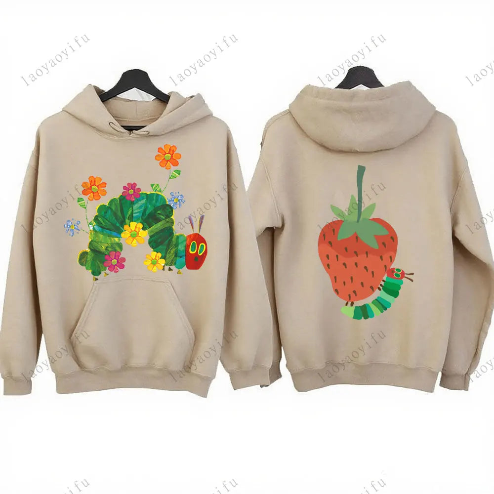Hungry Caterpillar Printed Hooded The Very Hungry Caterpillar Hoodies Aesthetic Clothes Autumn and Winter Keep Warm Sweatshirt