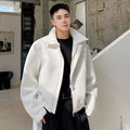 Metal Rivet Design Loose Fit Stand Collar Zipper Jaet Men's Outerwear Casual Winter Coat Youth Trend Polyester Fabric