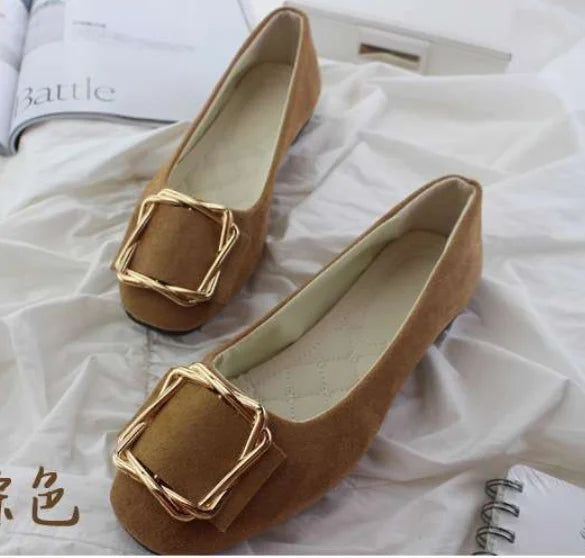 Sorbern Comfortable Flat Women Shoes Slip On Buckle Square Toes Ladies Shoes Custom Colors Size 34-48
