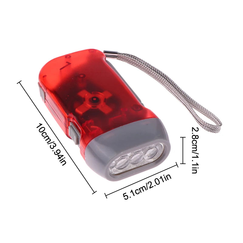 LED Hand Pressing Dynamo Crank Power Wind Up Flashlight Mini Self Generating Torch Camping Lamp Outdoor Home Supplies