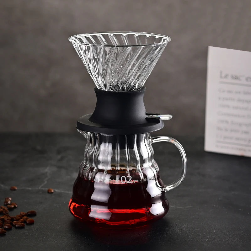 Glass Coffee Dripper Funnel Set with Carafe - Pour Over Coffee Maker & Tea Steeping Pot, Complete Home Brewing Accessories