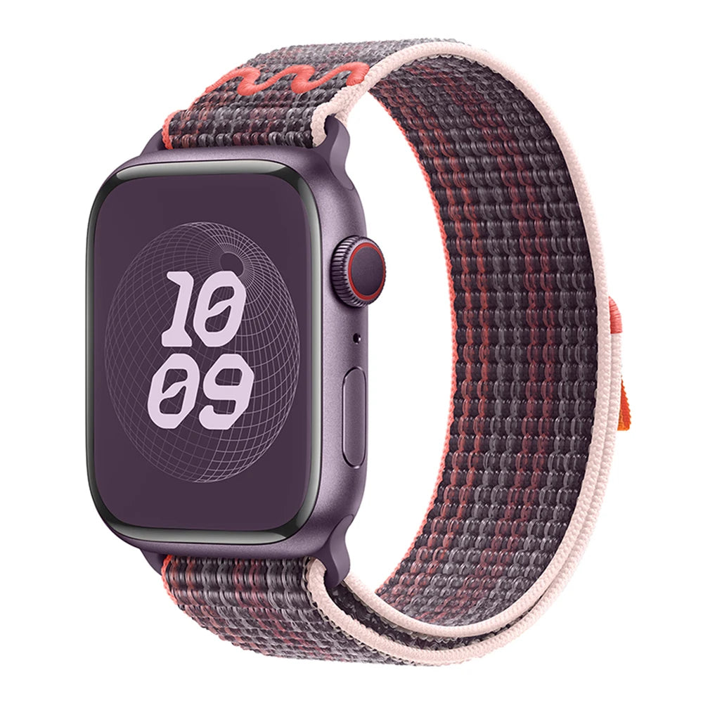 Nylon Loop Sport Strap For Apple Watch Band Ultra 49mm 45mm 40/44mm 41mm 38/42mm Bracelet For Nike iWatch 9 8 7 6 5 SE Watchband