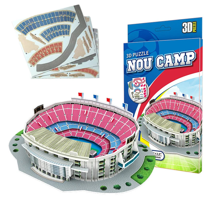 Miniature Football Field 3D DIY Model Assembly World Famous Stadiums Models Football Game Peripheral Toys Fans Toys Gifts TMZ