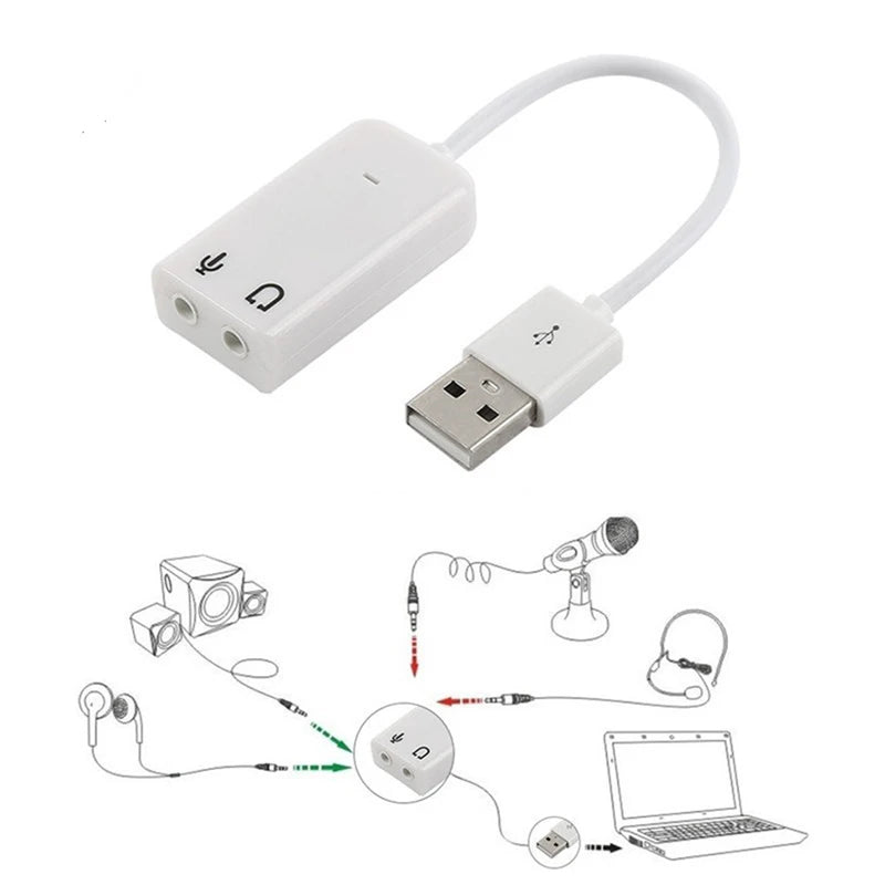 USB Sound Card Virtual 7.1 3D External USB Audio Adapter USB To Jack 3.5mm Earphone Micphone Sound Card For Laptop Notebook PC