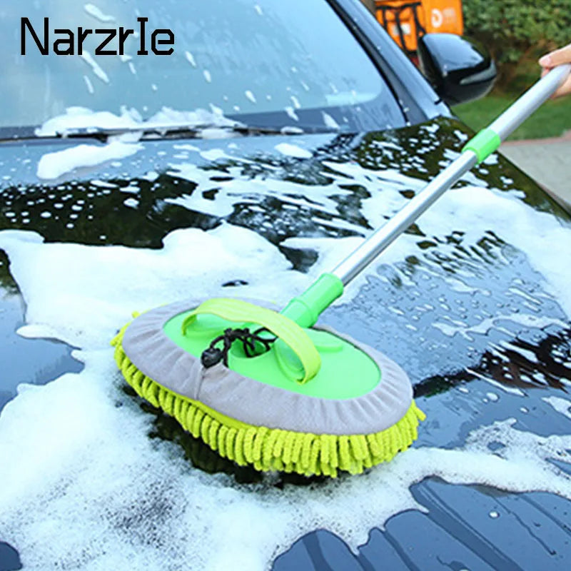 Car Cleaning Brush Detailing Adjustable Super absorbent Car Wash Brush Telescoping Long Handle Cleaning Mop Auto Accessories - Free Item
