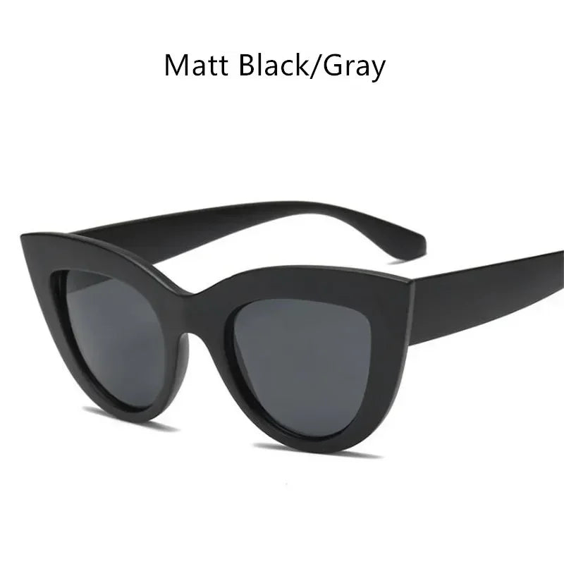 New Vintage Cat Eye Sunglasses Woman Retro Brand Cateye Shades Sun Glasses Gradient Mirror Plastic Frame Designer Oculos De Sol