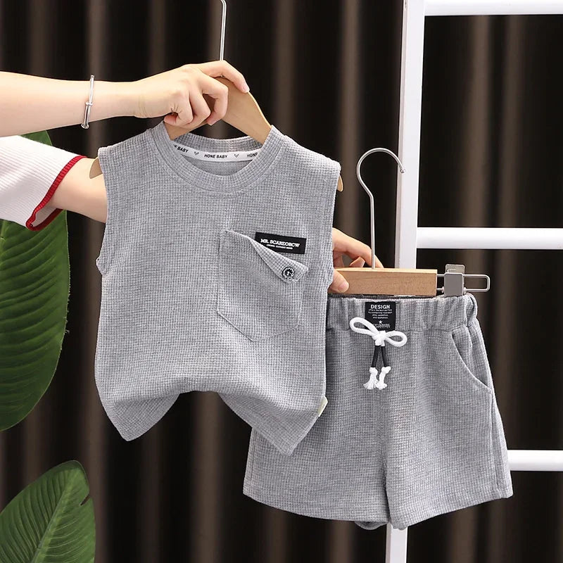 Cotton Soft baby Boys' and Girls' Clothing sets Casual Fashion kids Short Sleevesuits Summer Wear