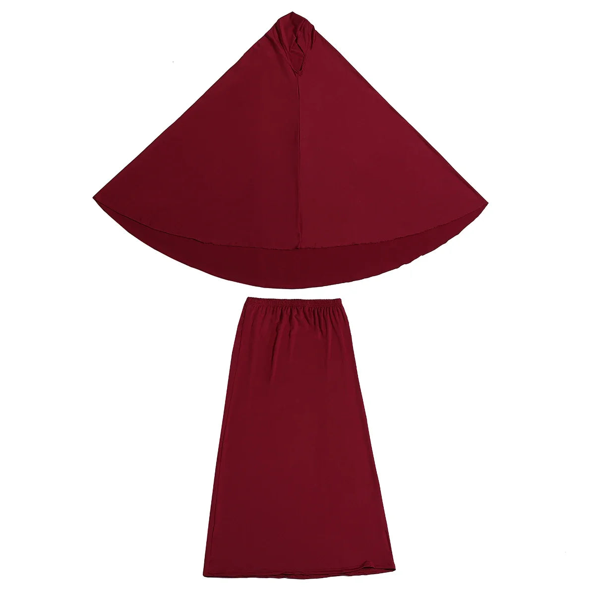 Ramadan Muslim Women Khimar Skirt 2 Pieces Set Eid Hooded Prayer Hijab Scarf Dress Burqa Robe Abaya Kaftan Overhead Islamic Gown