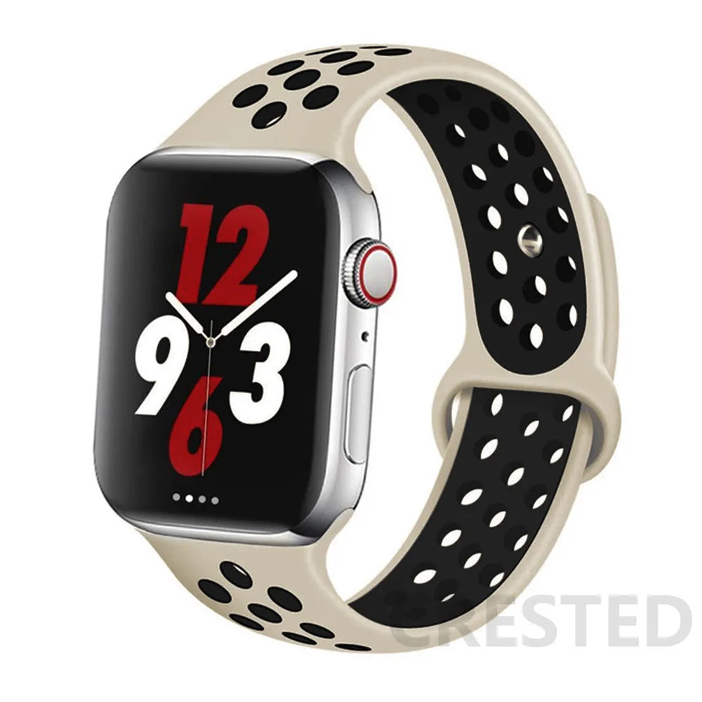 Silicone Strap For Apple Watch Band 45mm 44mm 40mm 49mm 41mm 38mm 42mm Sport bracelet iWatch Ultra 2 Series 9 8 7 6 se for nike