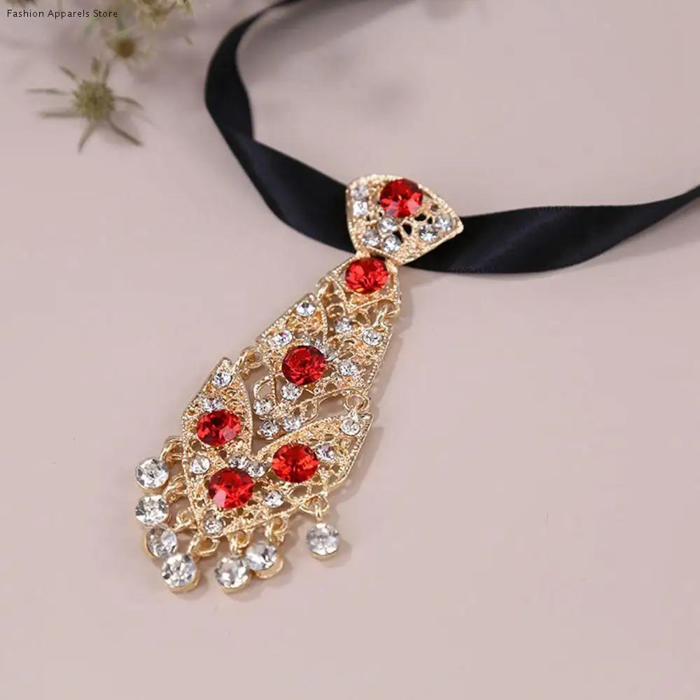 Suit Accessories English Gentleman Style Wedding Tie Women Necktie Men Ties Formal Business Ties Metal Rhinestone Necktie