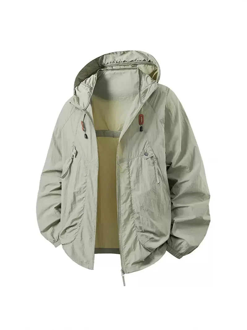 Summer UV Protection Hooded Jacket Unisex UPF50+ Ultra Thin Ice Silk Fishing Skin Coat with Quick-Dry Technology Outdoor Sports