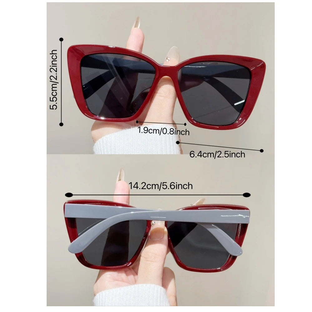 Women Trendy Cat Eye Sunglasses For Men Retro Large Square Frame Sun Glasses UV400 Protection Goggle Eyewear Shades Eyeglasses
