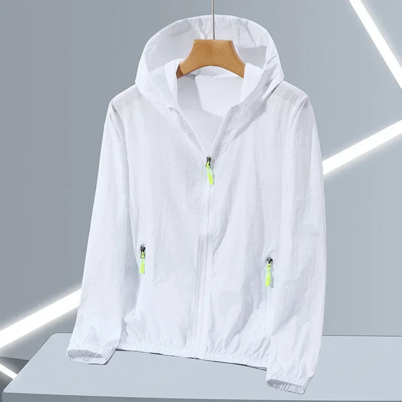 Summer Ice Silk Sun Protection Jacket for Men Couple Outdoor Sports UV Protection Skin Coats Breathable Hooded Ultrathin Jackets