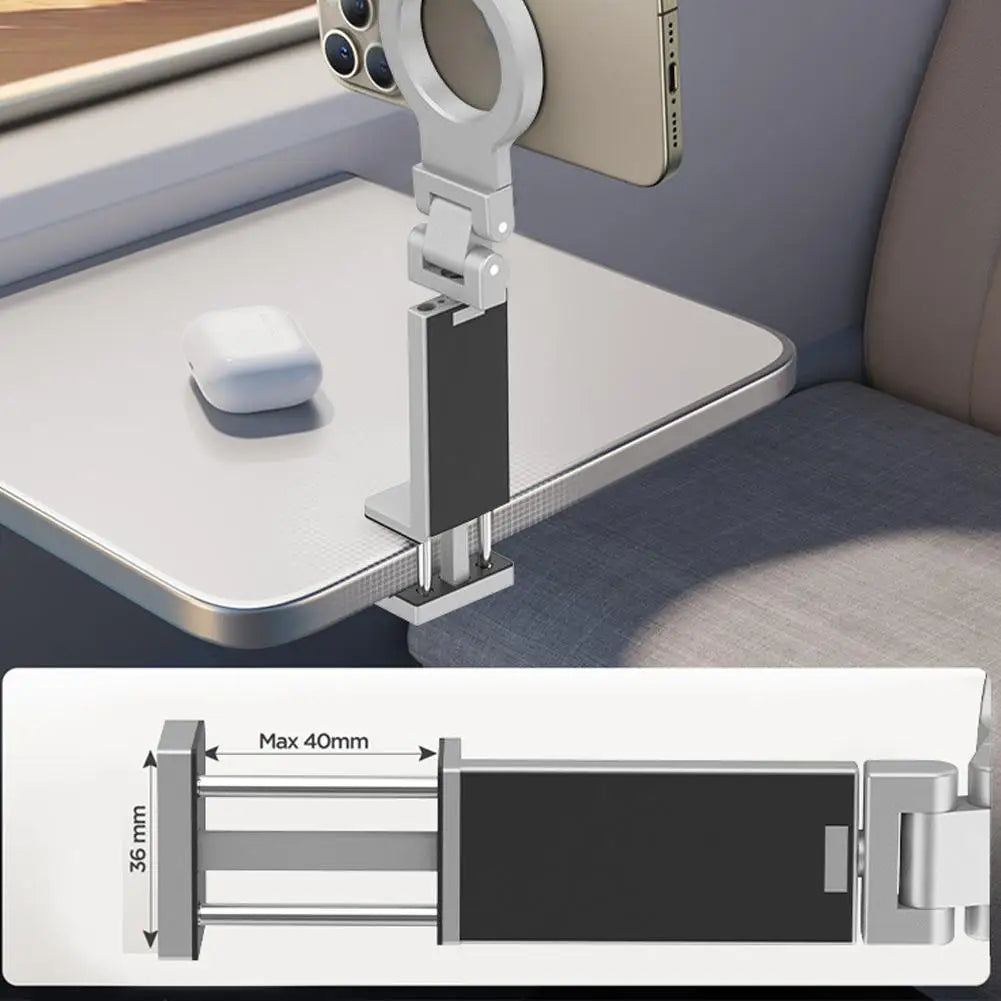 Magnetic Airplane Phone Holder Universal Travel Desk Cell Phone Mount Stand Foldable 360° Rotation Selfie Stick Phone Support