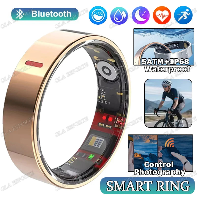 New Health Monitor Smart Ring Outdoor Waterproof Rings Real HRV Monitor Heart Rate Blood Pressure/Oxygen Sports Smartring 2025