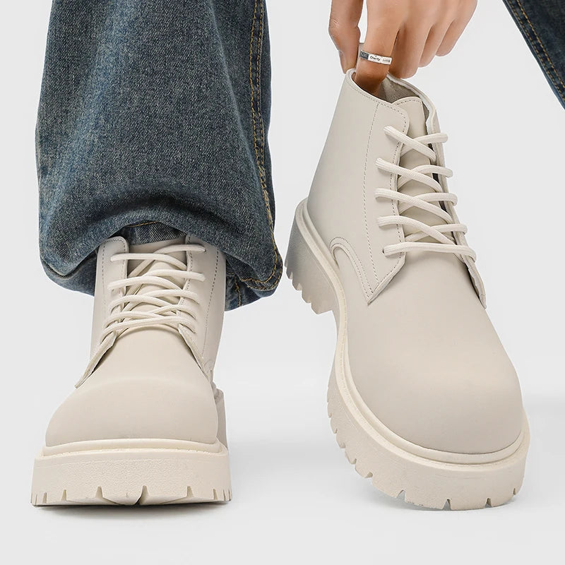 Men's High Top Platform Boots British Style High-end Chelsea Boots Fashion Retro Men Tooling Ankle Boots Mens Shoes Botas Hombre