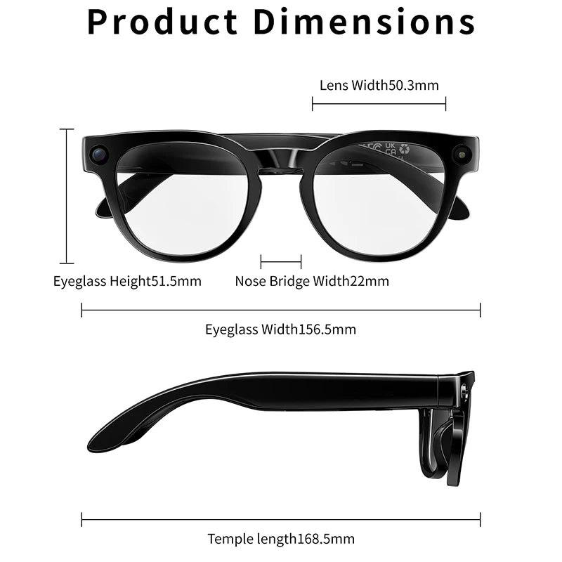 4K HD Smart AI Glasses 1080P 800W pixel AI Shooting Camera HD Photo Video Voice Call Translation Waterproof Bluetooth AI Glasses