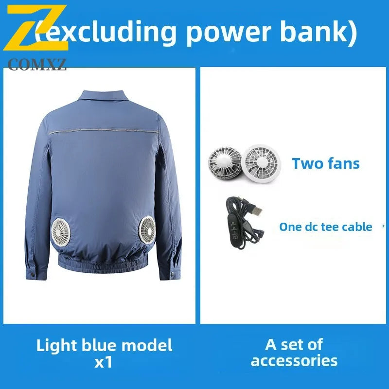 Summer Cooling Work Jacket Outdoor Loose Comfortable USB Cooling Air Conditioning Suit Lightweight Breathable Quick Drying Coat