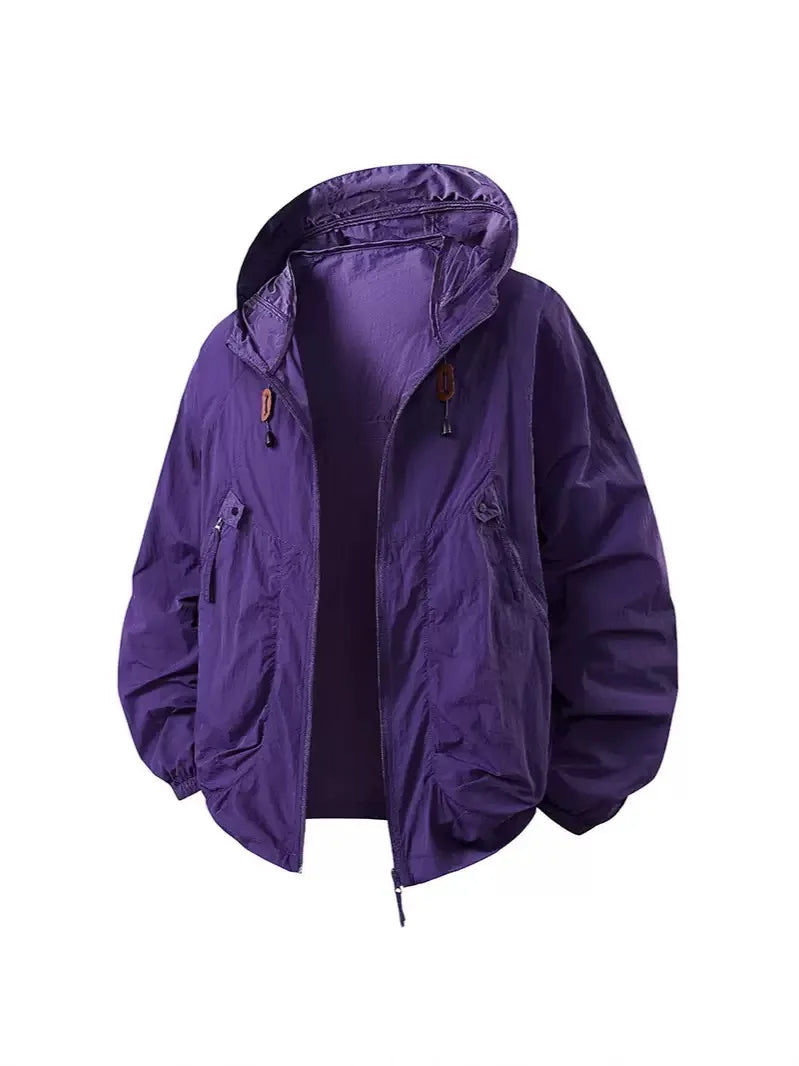 Summer UV Protection Hooded Jacket Unisex UPF50+ Ultra Thin Ice Silk Fishing Skin Coat with Quick-Dry Technology Outdoor Sports