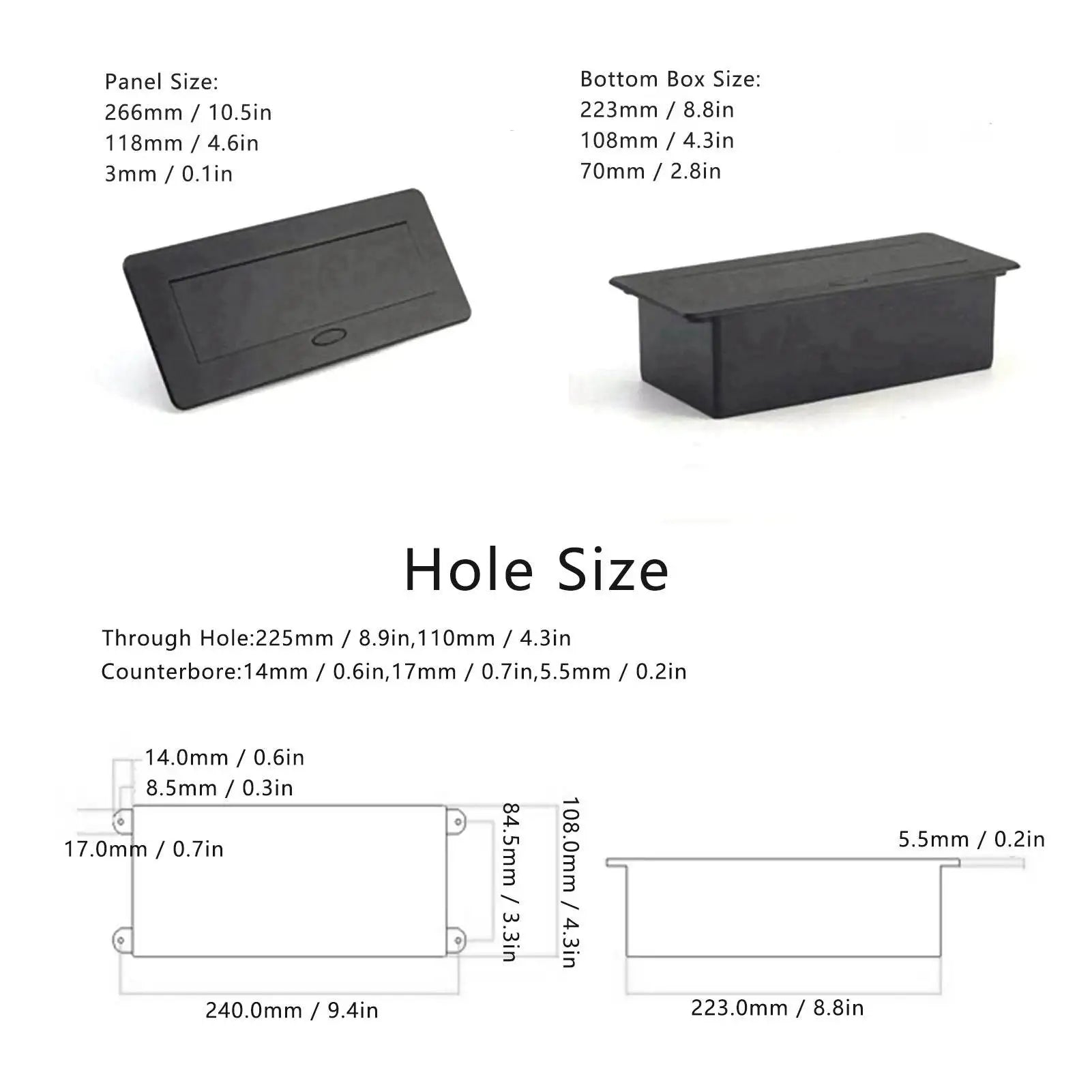 Desktop Pop Up Socket 2 X 3 Prong 2 X USB Ports Multifunctional Tabletop Popup Outlet for Home Hotel Office Desktop Popup Socket