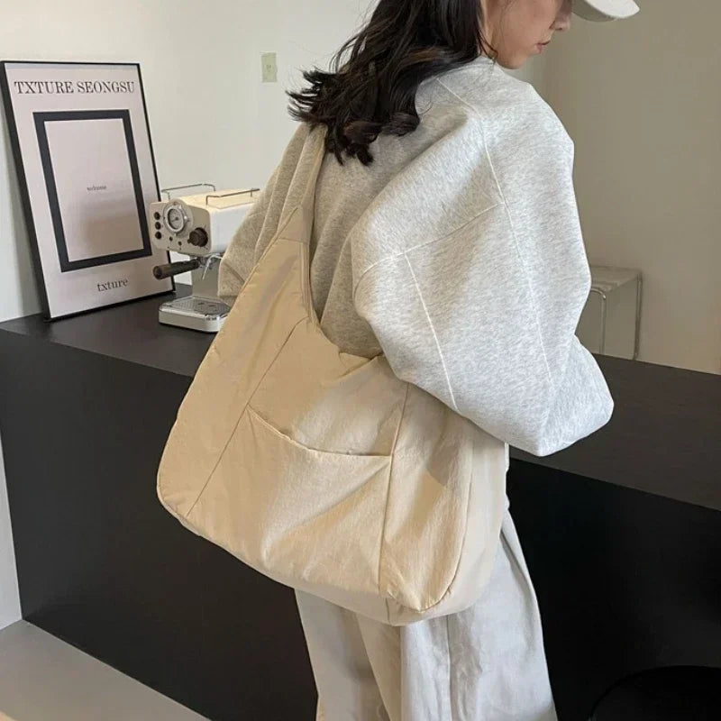 Trendy Women's Soft Cloth Shoulder Bag Solid Color Student 2026 Spring Y2k Casual Style Big Handbags Crossbody Bags for Women