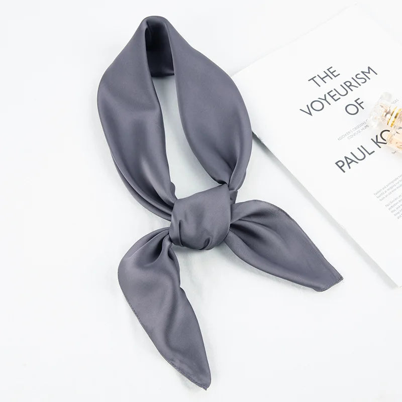 Fashion Solid Kerchief Women Head Scarf For Hair Pink Green White Silk Neck Scarfs Female 70cm*70cm Square Bandanas Lady Scarves