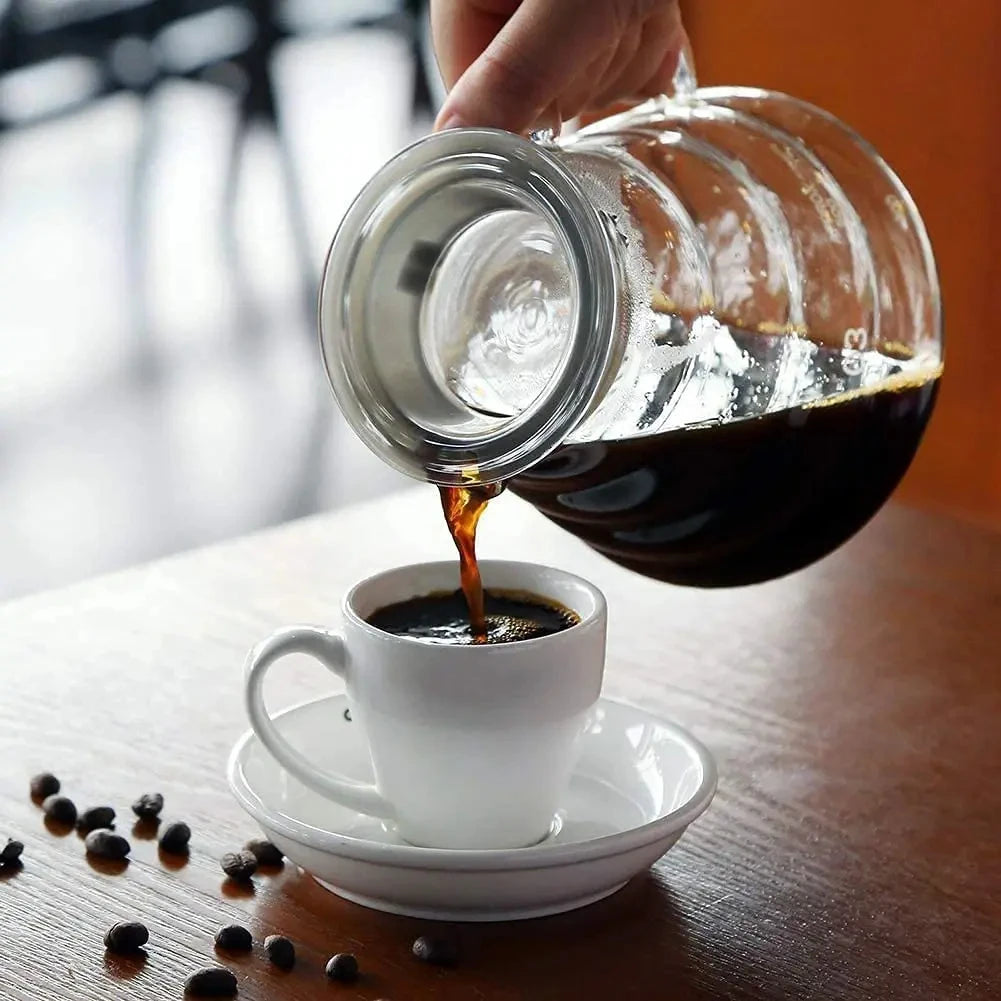 Leeseph Coffee Carafe, 350/600ml Coffee Clear Glass Kettle Sharing Pot with Lids, Pour Over Coffee Espresso Maker Accessories