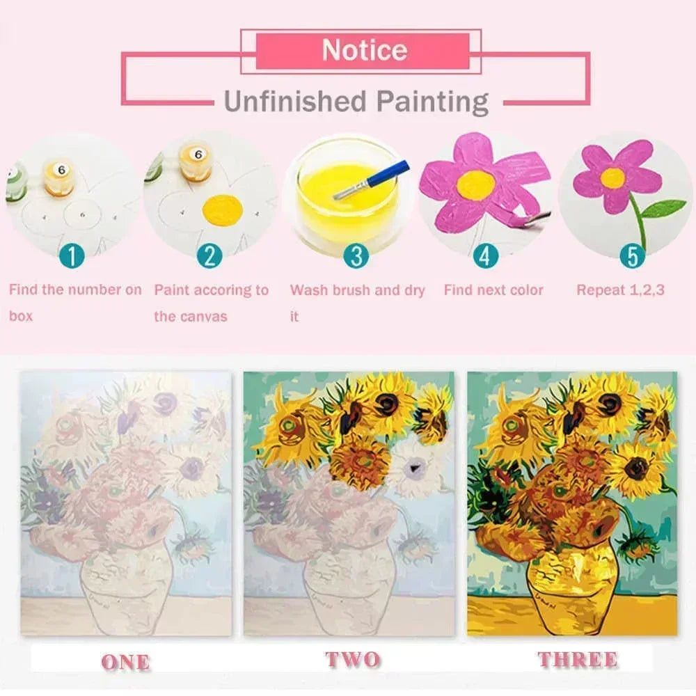 Painting By Numbers Abstract Plain Flowers For Adults Handmade On Canvas Gift Artwork Pictures Paint Set Coloring By Number