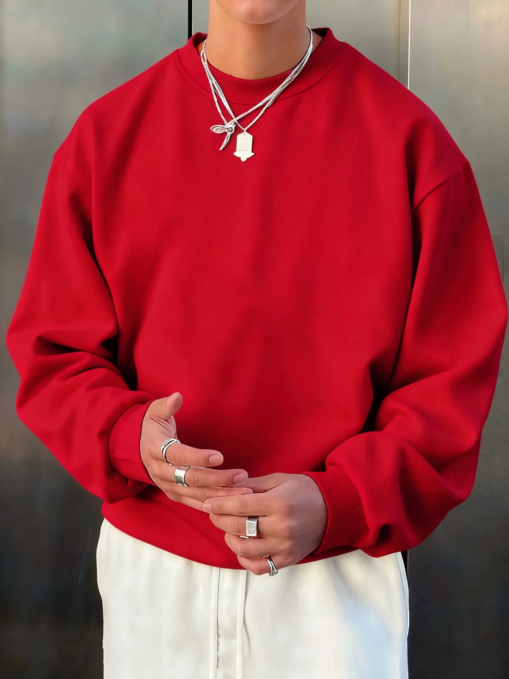 Man'S Fleece Autumn Top Street All-Match Pullovers Comfortable Basics Sweatshirts Sport Casual Sportswears Daily Soft Clothing