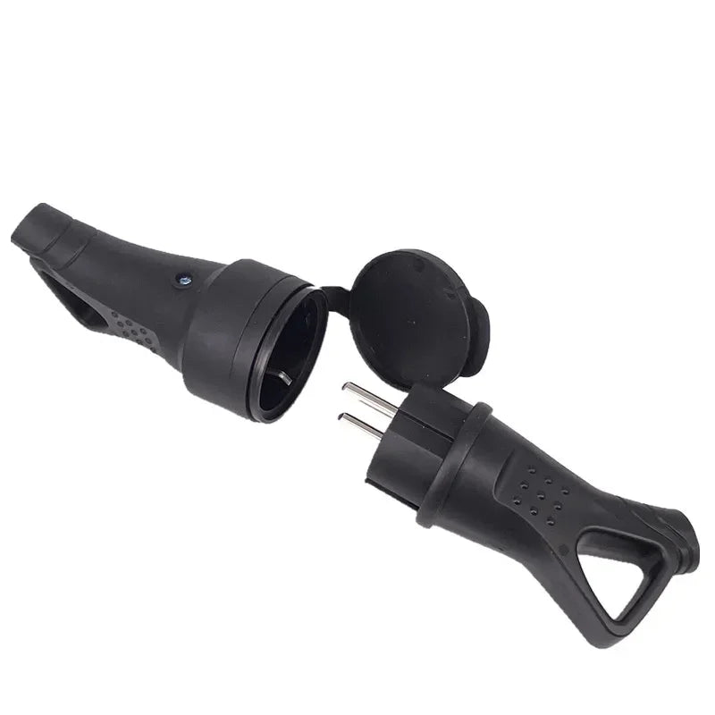 EU Rubber Waterproof Socket Plug Electrial Grounded European Connector With Cover IP54 For DIY Power Cable Cord 16A 250V