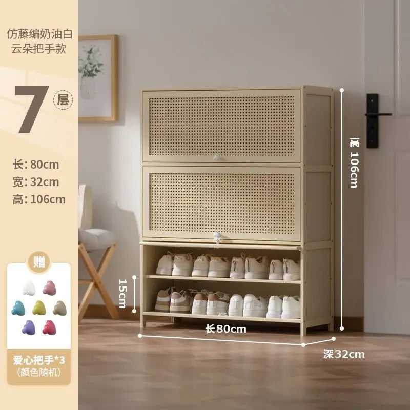Living room, locker, space-saving cabinet, multi-layer storage, shoe rack, cream wind shoe cabinet, household door entrance