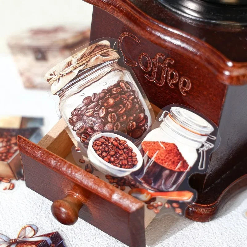 1pack/3pack Supplies Background Scrapbook Handbook Landscape Decoration Material Coffee Life PET Sticker Stickers 150*91mm