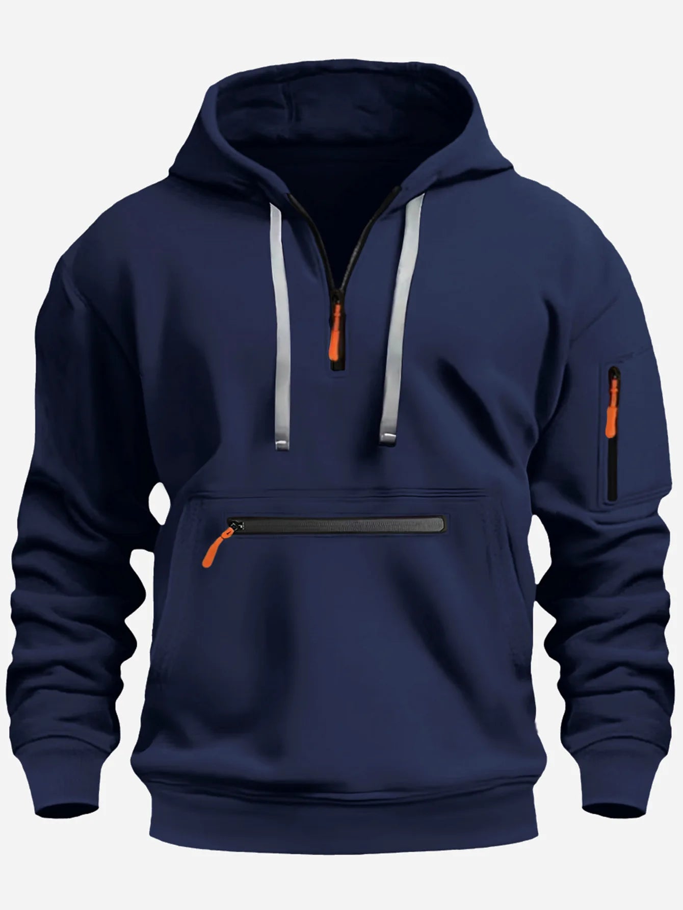 Half Zipper Men's Tactical Hoodies Solid Warm Fleece Military Sweatshirts Multi Pockets Male Hooded Jackets Thick Outdoor Polar