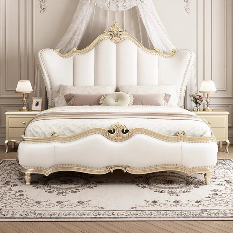 White Cream Cloud Bed Fashion Interior European Safe Sleeping Bed Floor Double Ergonomic Muebles Para El Hogar Home Furniture