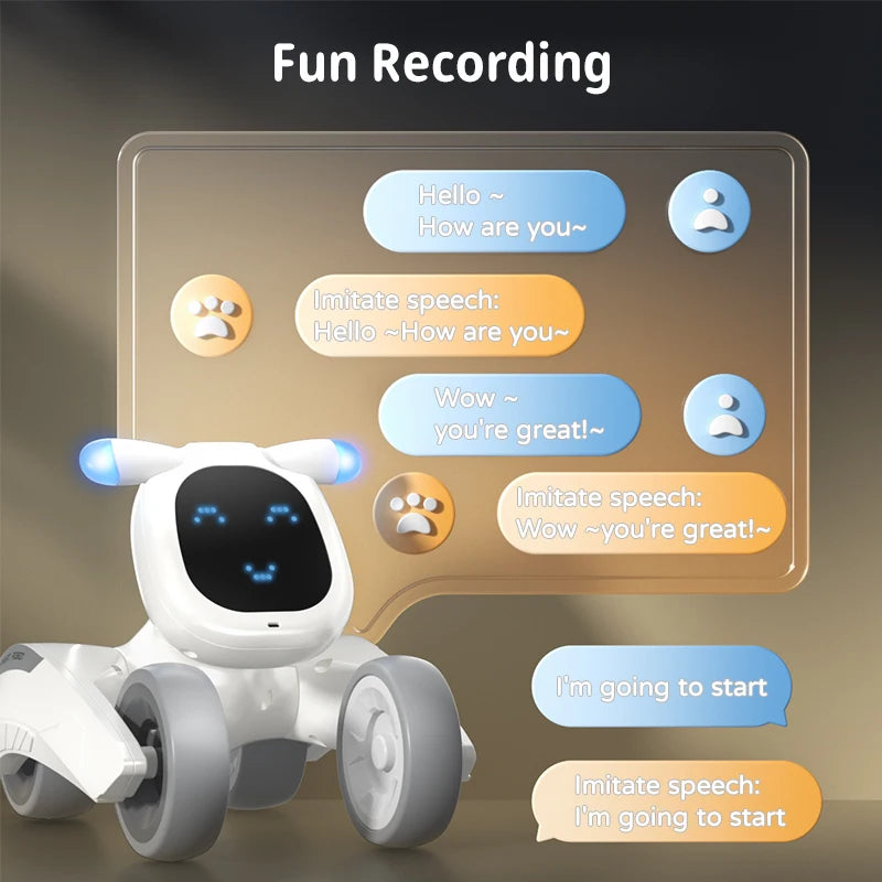 Smart Robot Puppy Dog RC Robot Dance Interactive Pet Program Robot Voice Remote Control Dog Intelligent Emo Toys For Kids Gift