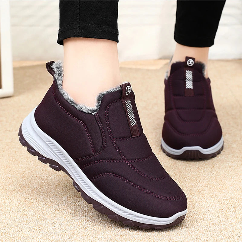 Winter Women Boots Outdoor Snow Boots Warm Lightweight Cotton Boot Non-slip Hiking Walking Shoes Fur Comfortable Women Ankle Boo