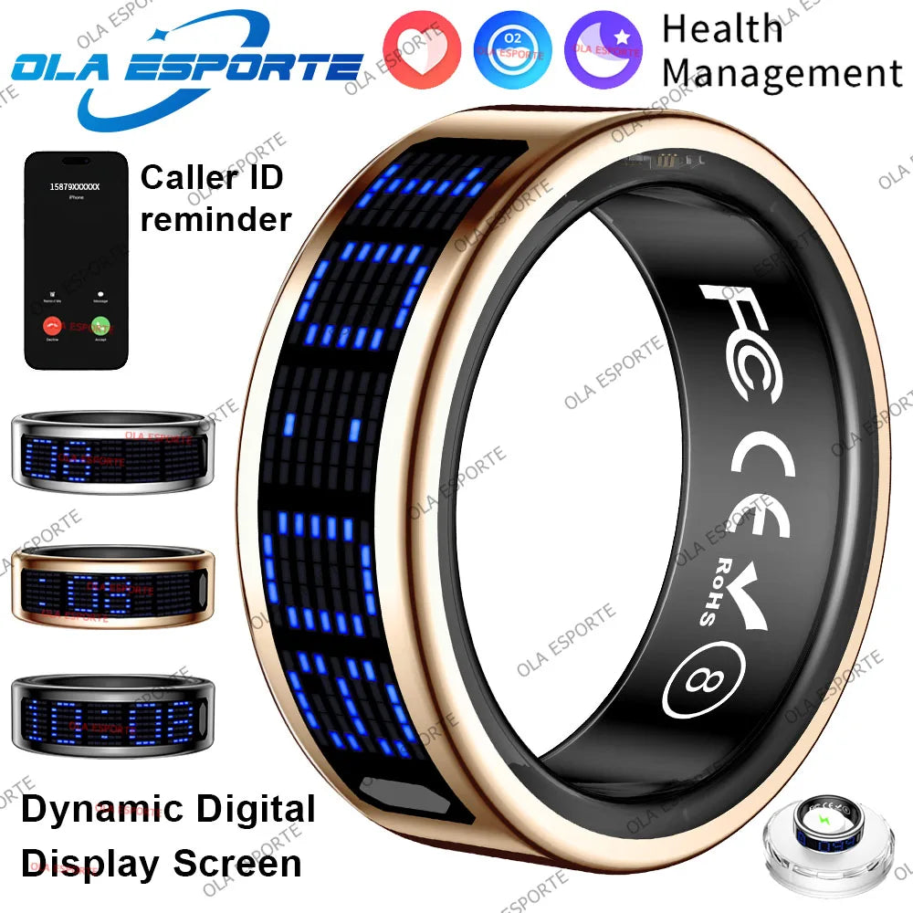 Health Smart Ring Heart Rate Sleep Monitoring Touch Display Screen Pedometer Multiple Exercise Modes Multi-Function Fashion Ring