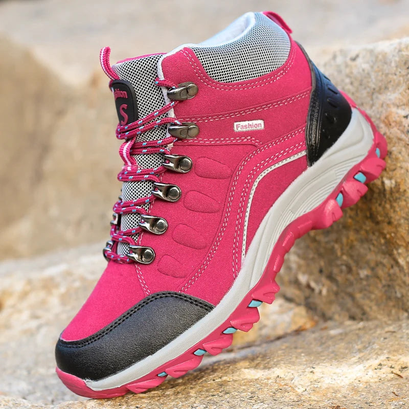 High-top Boots Women Comfortable Casual Anti-slip Breathable Warm Combat Boots Thick-soled Soft Outdoor Hiking Shoes Women