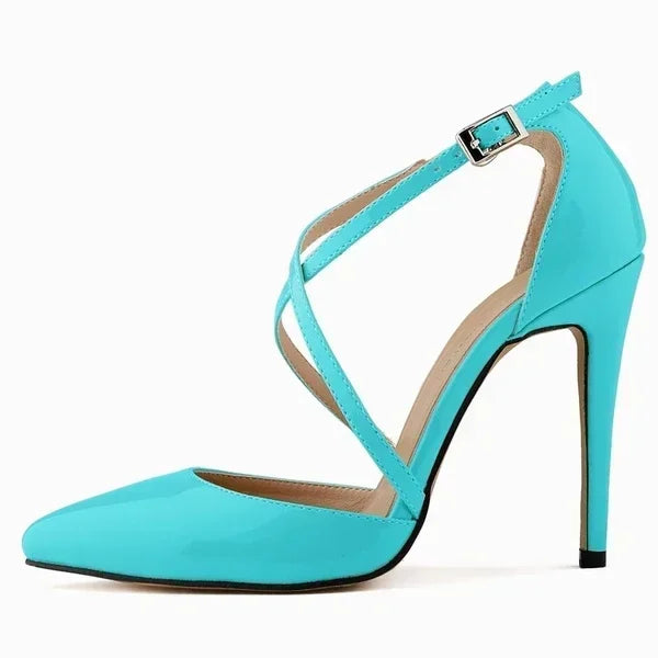Women Pumps 2026 Summer Slippers Outdoor Casual Sexy Pointed Toes Hollow Stilettos Cross Strap High Heels Female Wedding Shoes