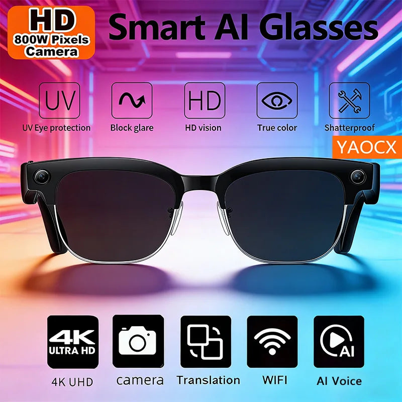 AI smart glasses provide real-time translation, ultra clear shooting, AI recognition of all things, Bluetooth communication, and