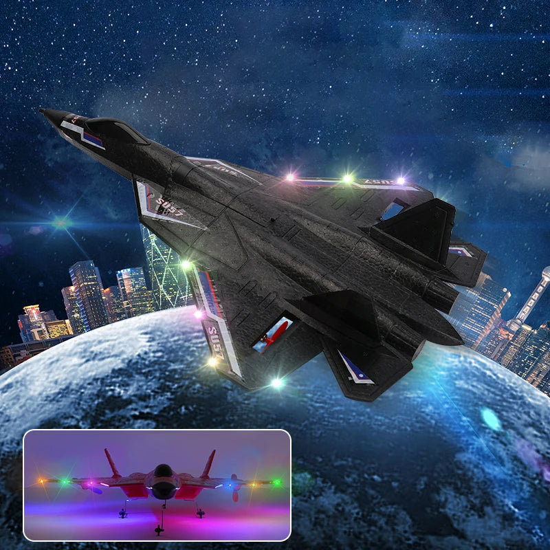 Rc Plane SU 57 Radio Controlled Airplane with Light Fixed Wing Hand Throwing Foam Electric Remote Control Plane
