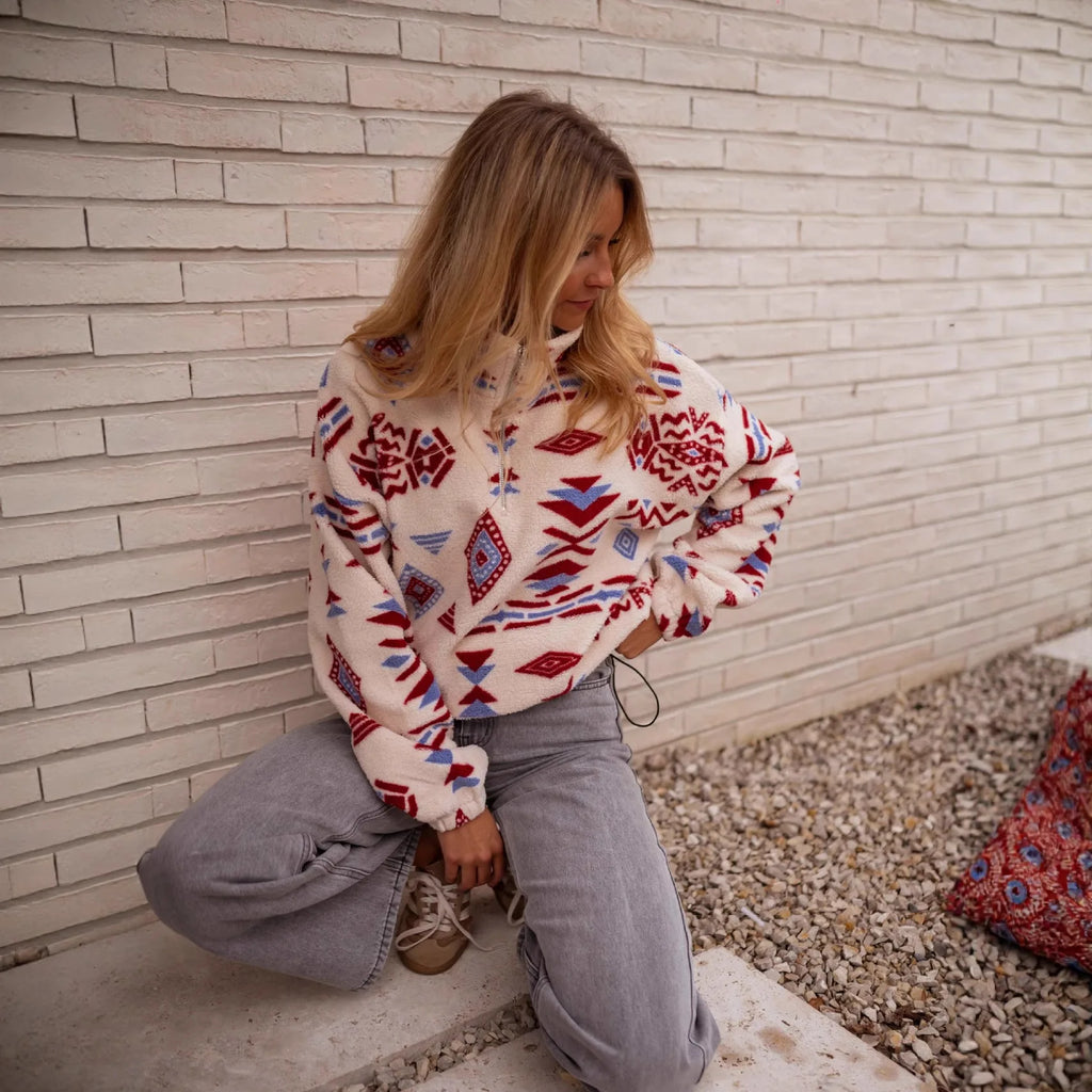 2025 Fleece Sweater Fashion Print Women's Double-sided Fleece Winter Coat