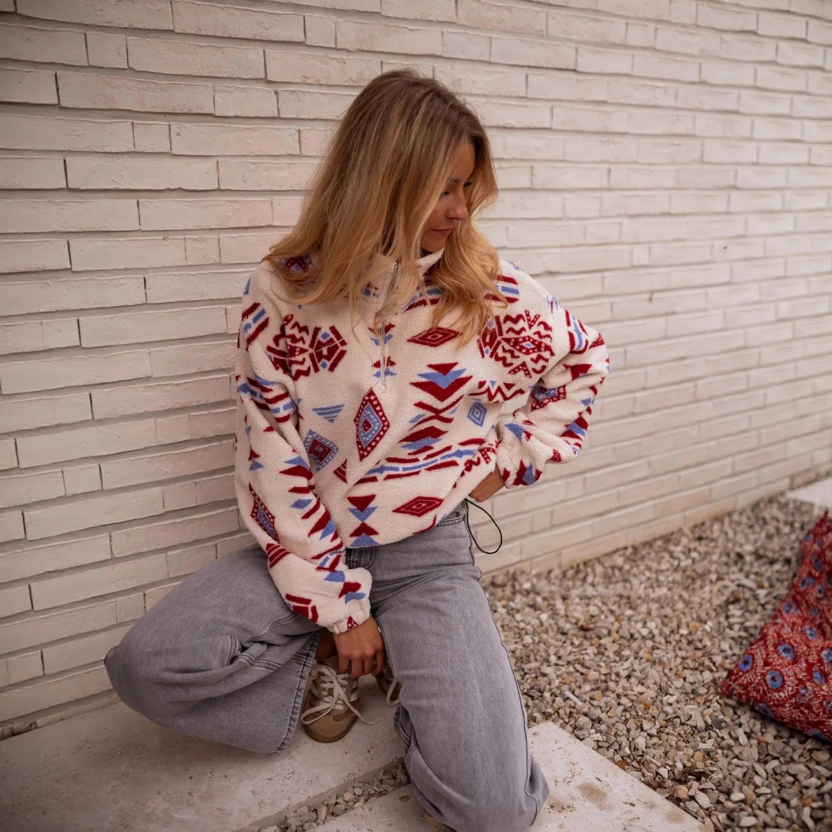 2025 Fleece Sweater Fashion Print Women's Double-sided Fleece Winter Coat