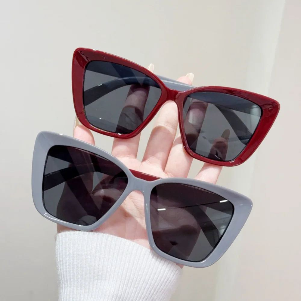 Women Trendy Cat Eye Sunglasses For Men Retro Large Square Frame Sun Glasses UV400 Protection Goggle Eyewear Shades Eyeglasses