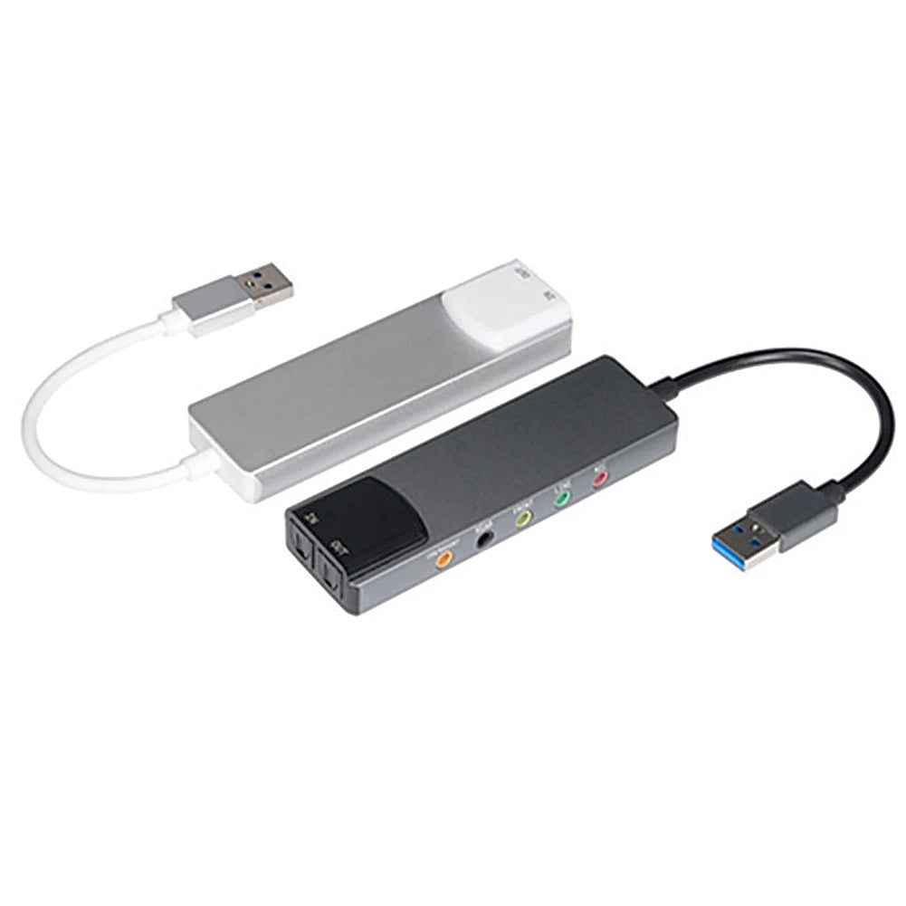External USB Sound Card 6-in-1 USB Audio Interface External 3.5mm Audio Adapter Soundcard for Laptop Headset USB Sound Card
