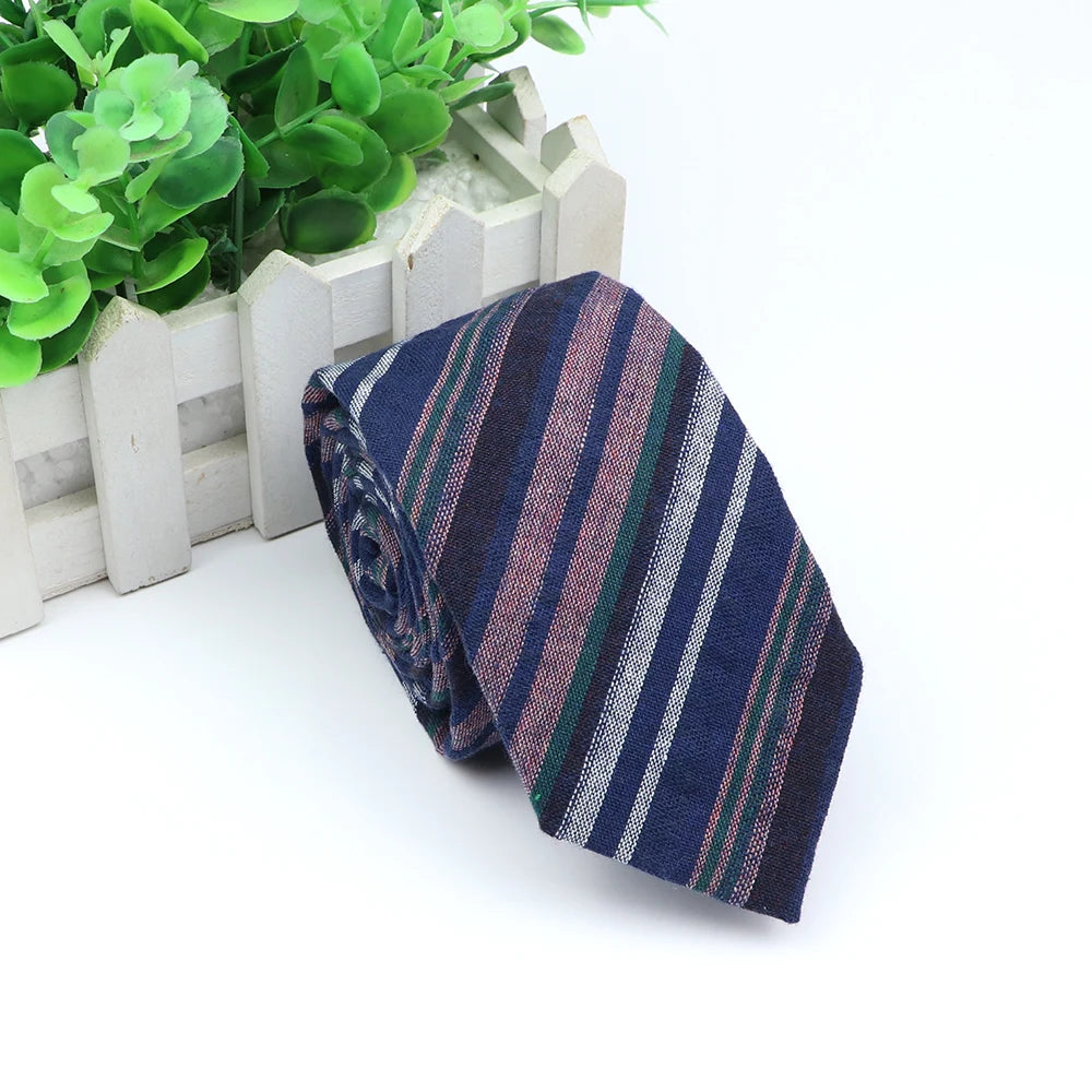 Classic Fashion Tie Men's Striped Necktie Formal Wear Business Suit Cotton Ties Male Female Skinny Slim Colourful Cravat Gifts