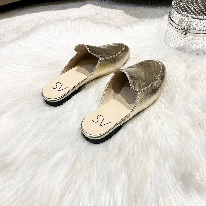 Baotou Half Slippers Women Summer Wear Muller Shoes 2025 New Flat Sandals