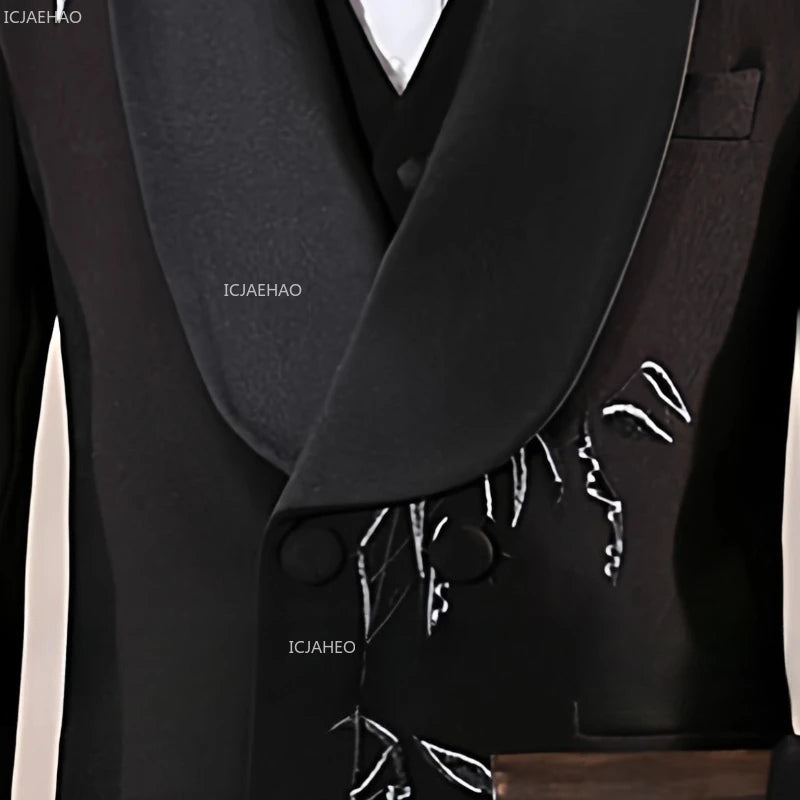 Boys Black Suit Three Piece Set Performance Gown Host Formal Wear Choir Stage Costume Birthday Party Evening Celebration Clothes