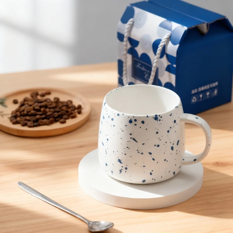 500ml creative design ink blue ceramic cup coffee cup couple water cup breakfast oatmeal cup holiday gift porcelain cup
